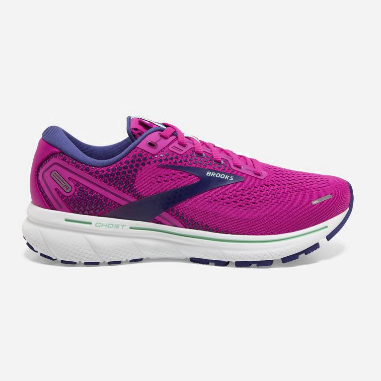 Brooks Ghost 14 Womens Cushioned Road Running Shoes Ireland Fuschia/Yucca/Navy/MediumVioletRed (OGBF